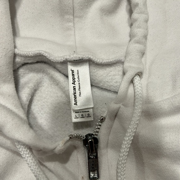 American Apparel White Cropped Zip Up Hoodie - Picture 3 of 4